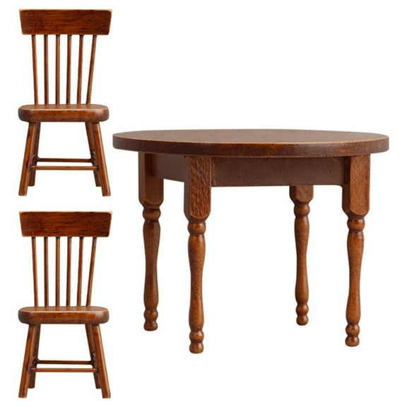 Miniature Dining Room Furniture Set Desk And Chair For 1/12 Dollhouses Decors