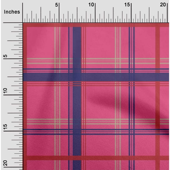 oneOone Viscose Chiffon Fabric Madras Check Printed Craft Fabric BTY 42 Inch Wide
