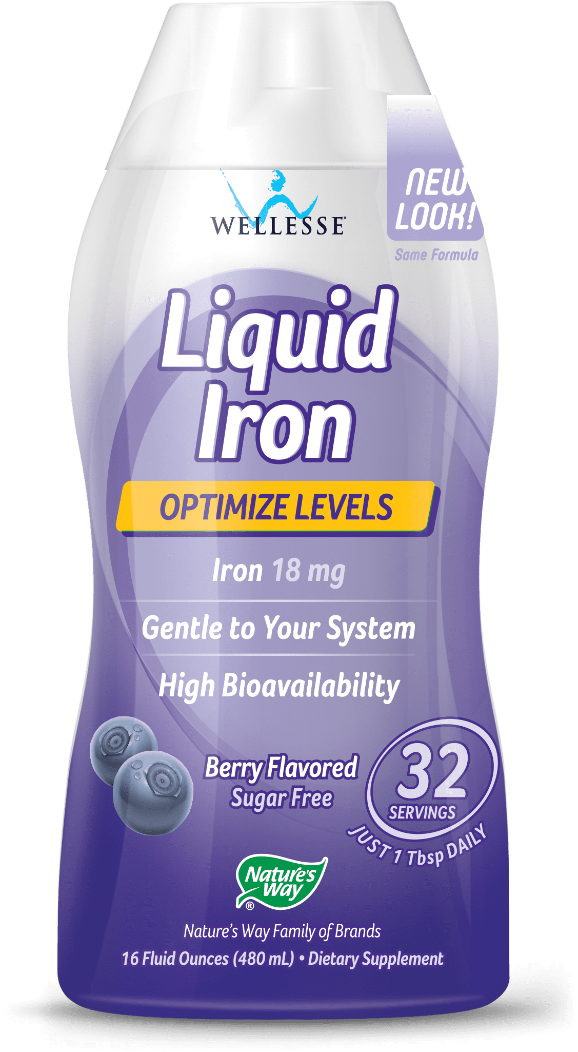 Wellesse Liquid Iron, Fast Absorbing, Natural Berry Flavor, 16 Oz ...