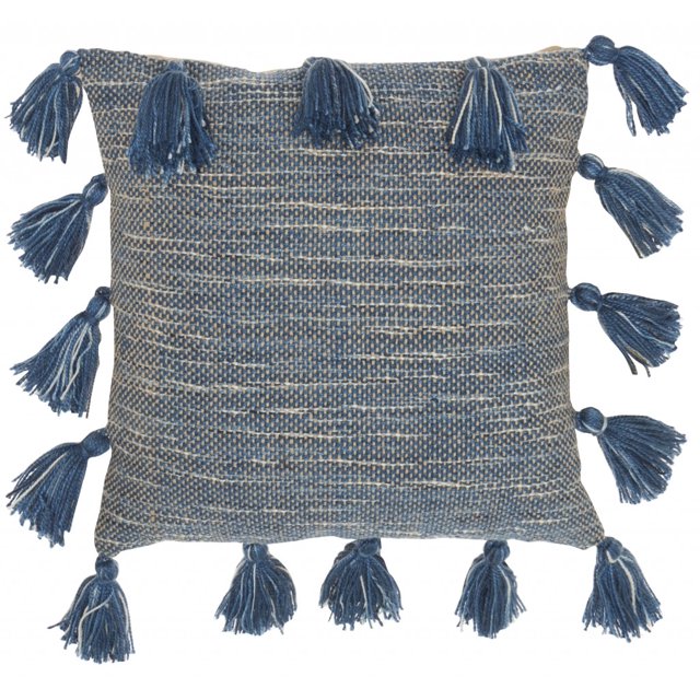 homeroots Décoration Intérieure 386073 Coussin à Pompons Bleu Royal