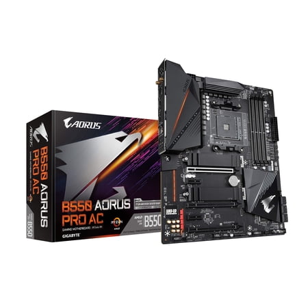 GIGABYTE B550 AORUS PRO AC (AM4 AMD/B550/ATX/Dual M.2/SATA 6Gb/s/USB 3.2 Gen 2/Intel Dual Band 802.11AC WiFi/2.5 GbE LAN/PCIe 4.0/RGB Fusion 2.0/DDR4/Gaming Motherboard)