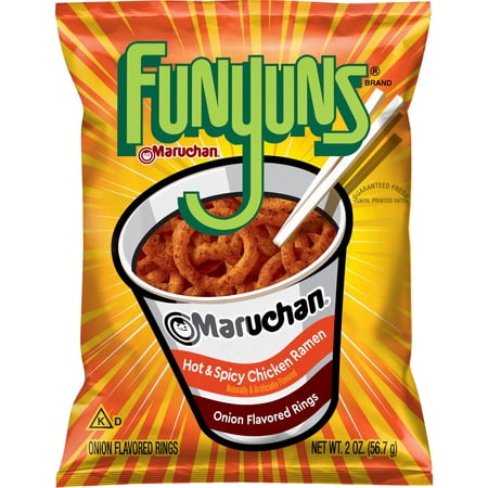 Funyuns Maruchan Hot & Spicy Chicken Ramen Onion Flavored Rings 2 oz Bag