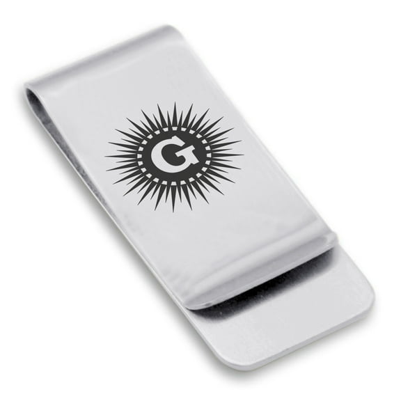 Stainless Steel Masonic Letter G Symbol Classic Slim Money Clip Credit Card Holder