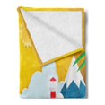 thumbnail image 2 of Graphic Beach Soft Flannel Fleece Blanket, Paper Cut Art Style Nautical Landscape Lighthouse Seagulls Mountain and Sea, Cozy Plush for Indoor and Outdoor Use, 50" x 60", Multicolor, by Ambesonne, 2 of 5