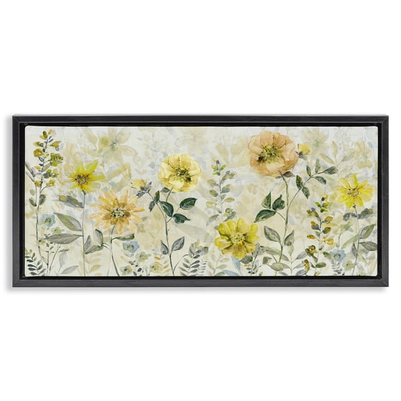 Stupell Industries Yellow Buttercup Garden Black Framed Floater Canvas Wall Art, design by Sally Swatland
