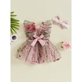 thumbnail image 3 of Suealasg Baby Girls Romper Dress +Headband Sleeveless Lace Trim Flower Tulle Jumpsuit Dress 3M 6M 12M 18M Infant Newborn Girls Summer Photo Shoot Birthday Party Dress, 3 of 7