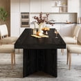thumbnail image 3 of Tribesigns 63" Dining Table for 4-6, Rustic Kitchen Dinner Table with Heavy Duty Pedestal, Black, 3 of 9