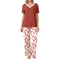 thumbnail image 3 of MINTREUS Womens Pajamas Sets 2 Piece Short Sleeve Lounge Set Printed Loose Pants Pj Sets, S-2XL, 3 of 7