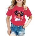 thumbnail image 1 of PMVFHDE Hauts Mignons pour Fille Hauts Tendance pour Fille 2025 Hauts d'Été Mignons Filles Hauts à Manches Courtes Filles T-Shirt Enfant Filles Mignon Graphique Col Rond T-Shirt à Manches Courtes Été T-Shirt Rose Vif, 3-4 Ans, 1 of 5