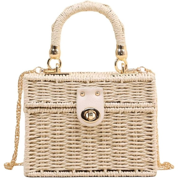 Women's Top Handle Straw Handbags Crossbody Bag Summer Basket