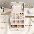 thumbnail image 6 of Simperf Jewelry Box for Women, 3-Layer Leather Jewelry Holder Organizer, with 2 Drawers, Large Jewelry Storage Boxes, Jewelry Box with Lock and Mirror, Large Storage Space for Ring, Necklace, Earring, 6 of 8