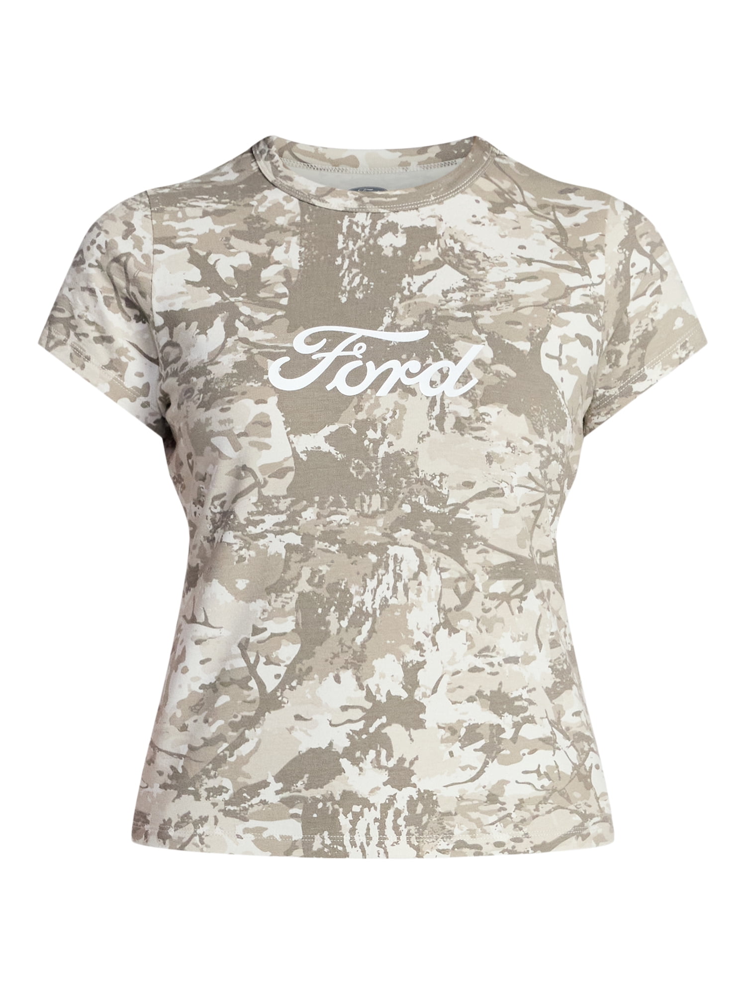 Ford Women's Forest Camo Graphic Tee with Short Sleeves, Sizes XXS-XXL