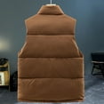 thumbnail image 3 of Timoontee Men's Puffer Vest Sleeveless Stand Collar Vest Casual Comfy Waistcoats Warm Thickened Padded Vest Solid Zip Up Jacket Vest Winter Gilet Outerwear Coffee XXXL, 3 of 3