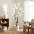 thumbnail image 2 of Árbol Sintético de Flor de Cerezo Blanco – 6.5 Pies (78 pulgadas) de Altura, Estilo Japonés, en Maceta, Decoración Realista Hecha a Mano, Planta Artificial Natural, 2 of 6