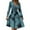 Cyan, variant on Work Dresses for Women 2025 Fashion Long Sleeve Teacher Dress Winter Tie Waist A-Line Dress Office V Neck Floral Print Dresses Fluorescent Green S
