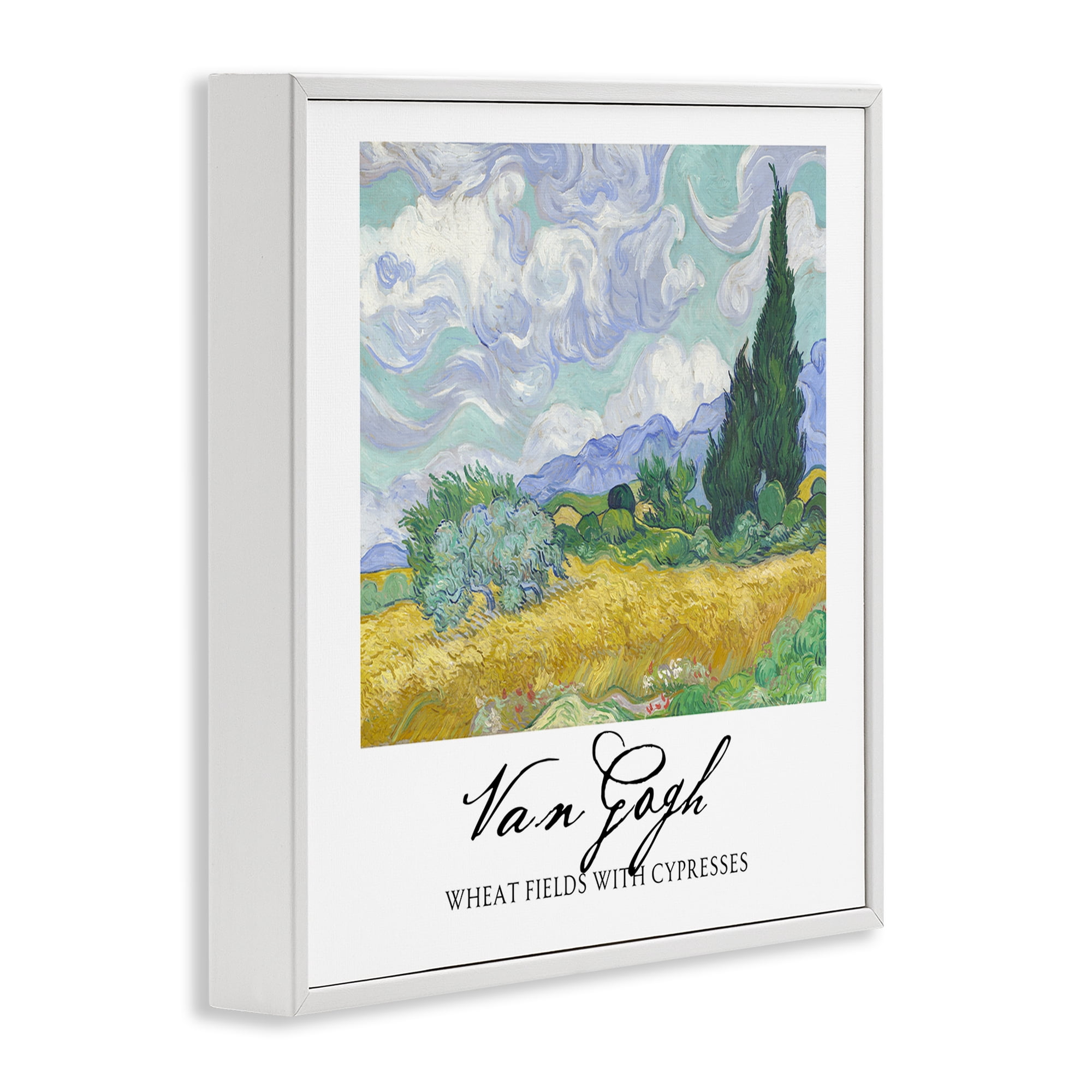 Stupell Industries Van Gogh Wheat Field with Cypresses White Framed Giclee Art, design by Vintage Hustle