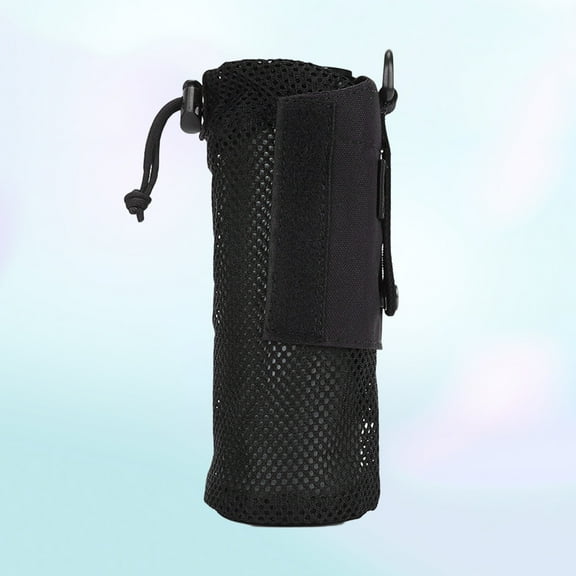 WRITWAA Black Water Bottle Bag with Mesh Base for Camping Hiking Use
