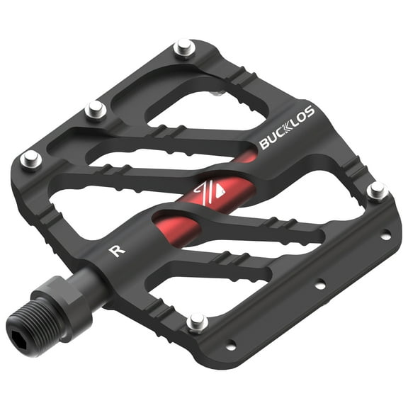 BUCKLOS MTB Flat Pedals Mountain Bike Pedals, 3 Bearings CNC Adult Road Bike Pedals, Bicycle Platform Aluminum Alloy Non-Slip Pedal for Gravel Bike/BMX 9/16"