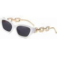 thumbnail image 1 of Retro Cat Eye Sunglasses For Women Hexagon Narrow Rectangle Frame Metal Chain Arm Luxury Sunglasses, 1 of 4