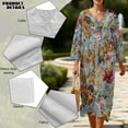 thumbnail image 5 of DISNIMO Floral Print Dress for Women V-Neck Midi Dress Casual Loose Maxi Dresses 3/4 Sleeve Long Shift Dress, 4XL, 5 of 6