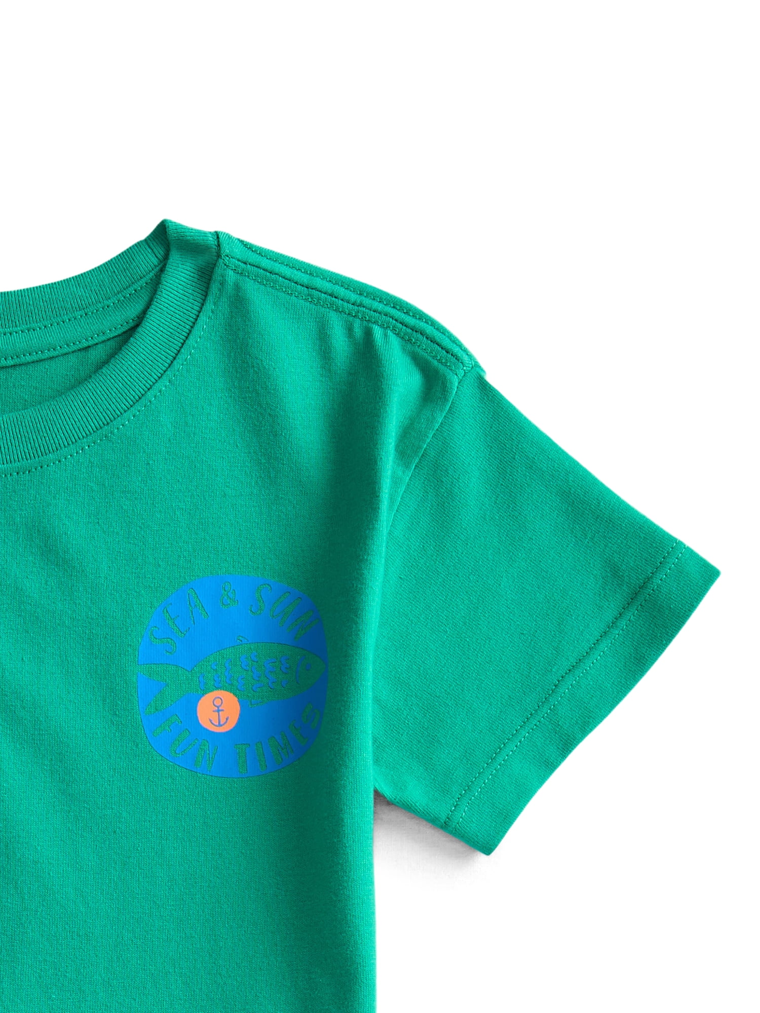 Wonder Nation Toddler Boys Short Sleeve Top and Shorts Outfit Set, 2-Piece, Sizes 12M-5T