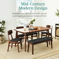 thumbnail image 2 of Best Choice Products 6-Piece Mid-Century Modern Upholstered Wooden Dining Set w/ 4 Chairs, Bench - Walnut/Charcoal, 2 of 7
