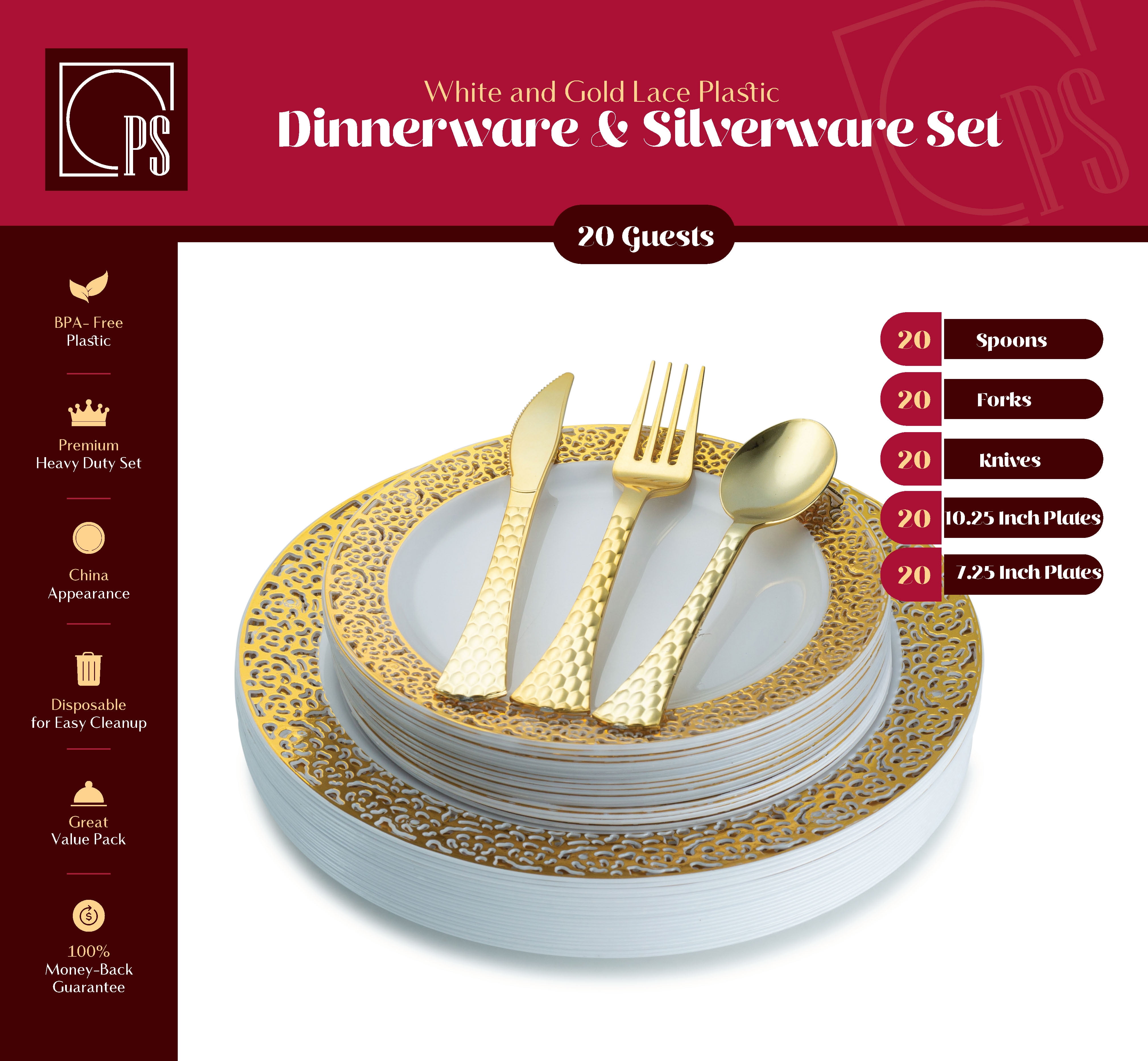 Gold Plastic Silverware: 250 Piece Set with 100 Forks, 50 Knives, 50  Spoons, and 50 Mini Spoons – Select Settings