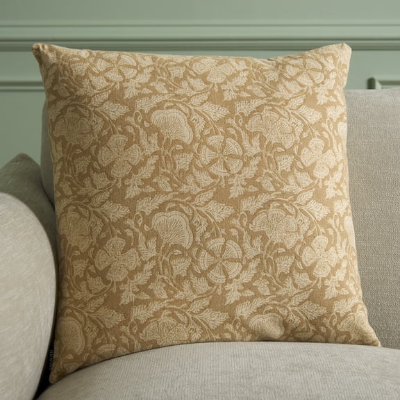 Safavieh Khriya 20" x 20" Traditional Cotton Decorative Pillows, Mustard