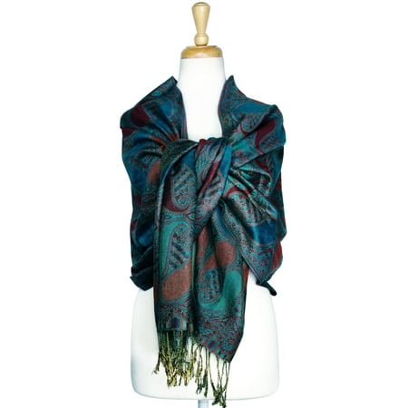 Scarf Pattern - Paisley Pattern Tow Layered Woven Pashmina Shawl Scarf Wrap Stole