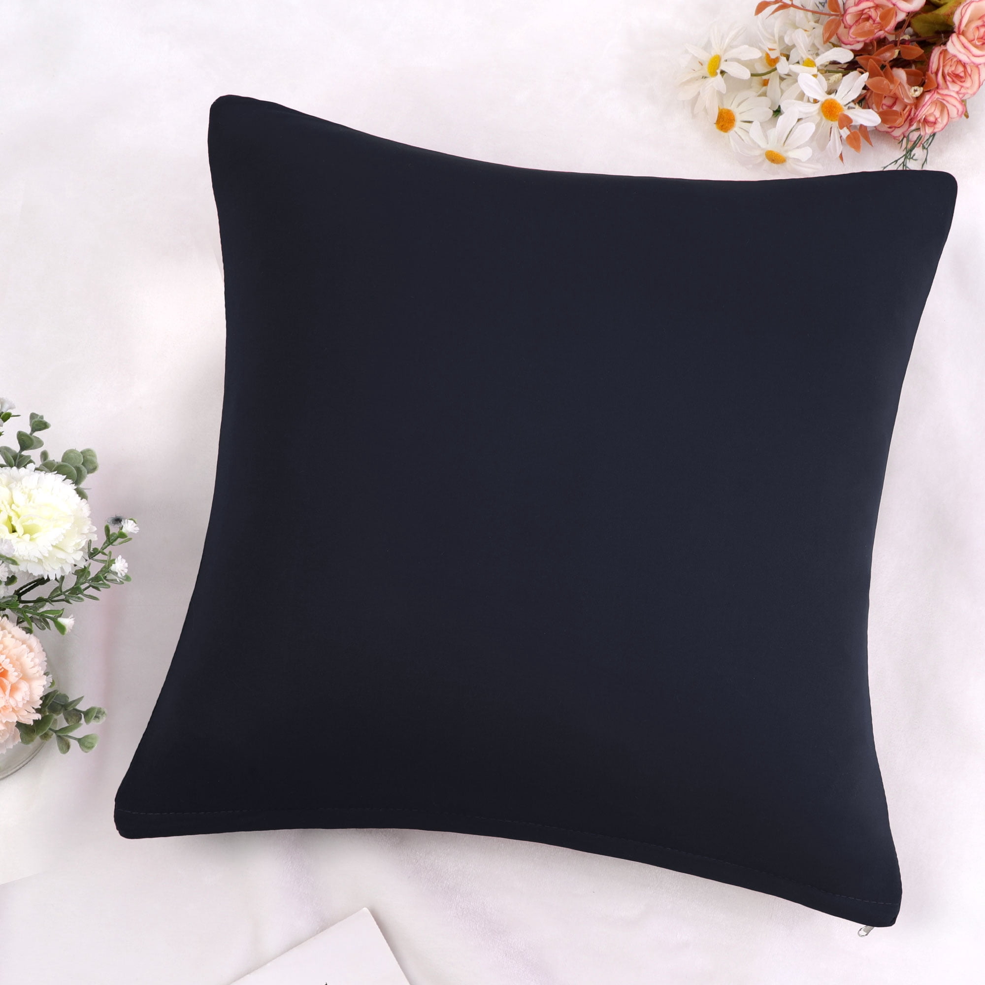Unique Bargains Solid Decorative Throw Pillow Cover 18" x 18" Navy Blue
