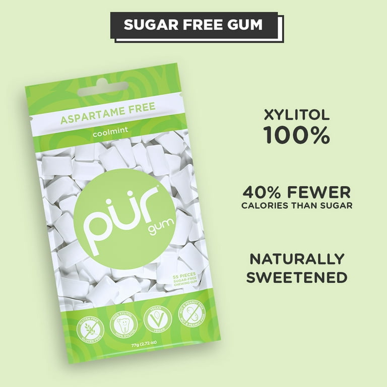 PUR Gum, Sugar Free Chewing Gum, 100% Xylitol, Vegan, Aspartame Free,  Gluten Free & Keto Friendly