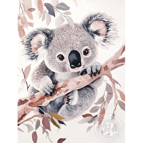Adorable Koala Watercolor Canvas Wall Art, Perfect for Nursery, Bedroom, Living Room, Playroom, and Office Decor.