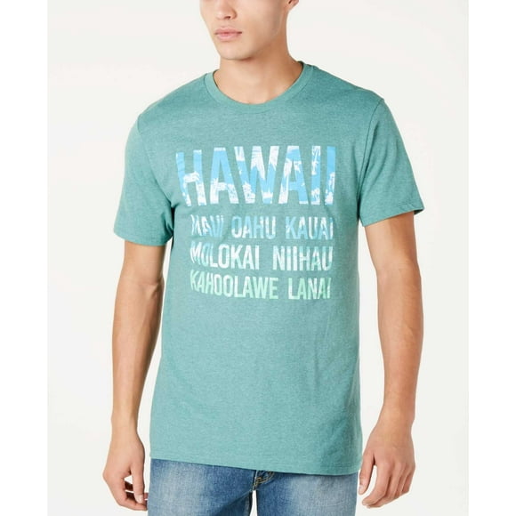 Univibe Men’s Hawaii Islands Graphic T-Shirt (Dark Green, L)