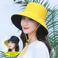 thumbnail image 2 of Women Fisherman Hat Round Shape Flat Top Solid Color Sunscreen Anti-UV Summer Hat Outdoor Supply, 2 of 8