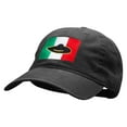 thumbnail image 2 of Mexican Flag Sombredo Embroidered Washed Cotton Brass Buckle Cap - Black OSFM, 2 of 5