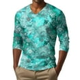 thumbnail image 2 of Men's V-Neck Camouflage Print Long Sleeve T-Shirt Casual Military Style Fashion Top Loose Fit Comfortable Outdoor Shirt,Mint Green,S, 2 of 6