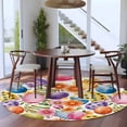 thumbnail image 3 of Round Rug 5Ft Washable Non-Slip, Easter Colorful Eggs Circle Area Rugs for Living Room Bedroom, Farmhouse Floral Polka Dot Indoor Floor Mats Carpet Runner for Home Decor Aesthetic, 3 of 8