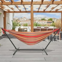 Ktaxon Portable Polyester Hammock Set Garden Swing Set Spreader with Space Saving Steel Stand Red