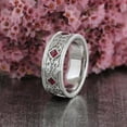 thumbnail image 2 of HeartsAndYou 2ct Natural Pink Ruby Wedding Band Stylish Filigree 100% 14k SOLID White Gold, 2 of 9
