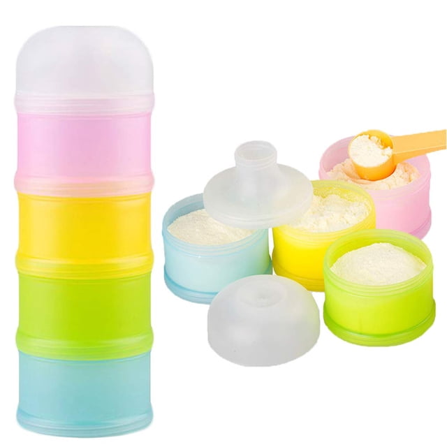 Dispensador de fórmula Dispensador de leche en polvo portátil apilable con cierre giratorio y contenedor de almacenamiento de refrigerios 4 alimentaciones Sincero Hogar