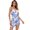 Blue, variant on Women's Drawstring Printed Spaghetti Strap Dress With Sheer Overlay 65% cotton 35% polyester Lightweight And Stretch