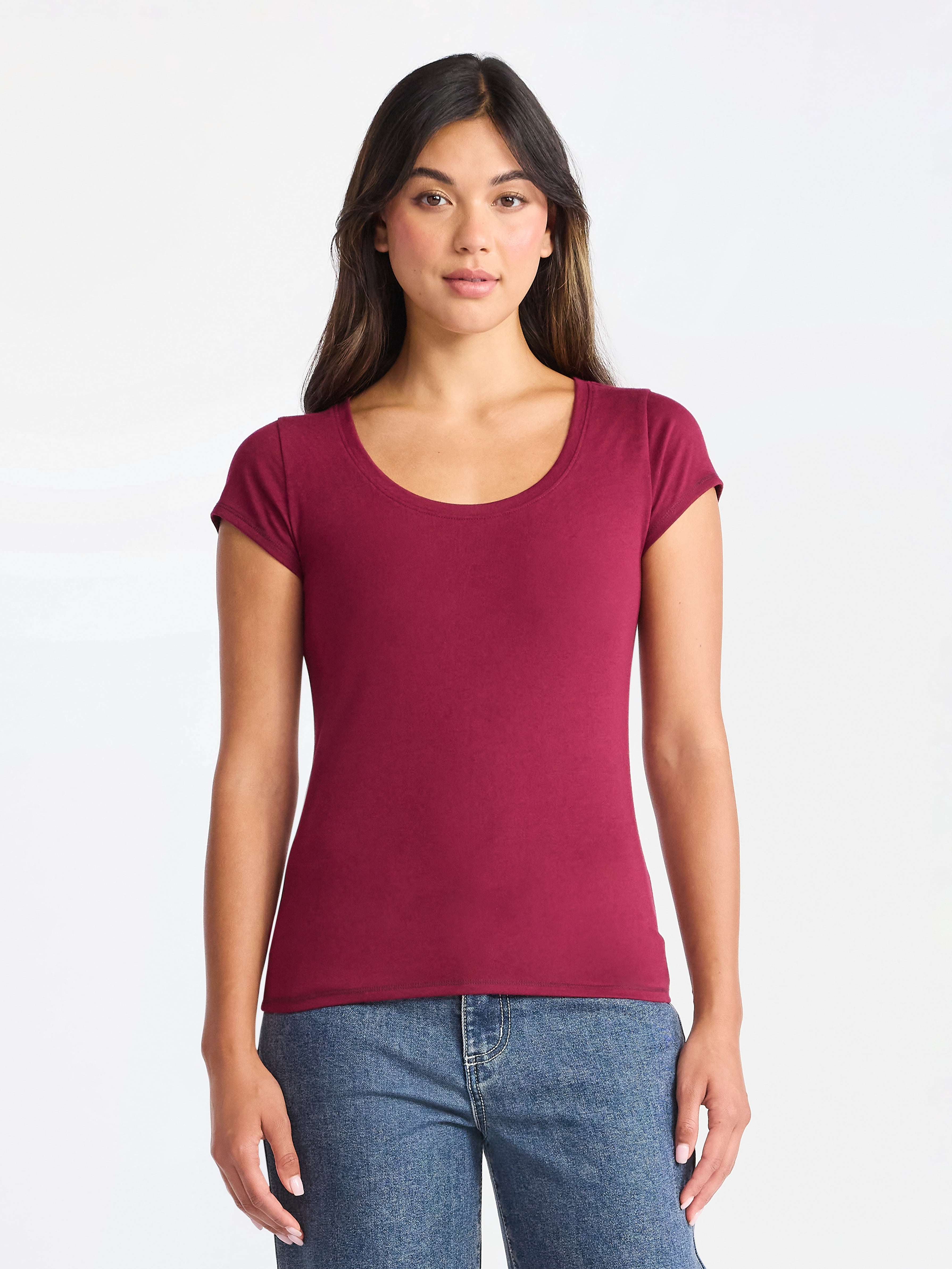 No Boundaries Short Sleeve Scoop Neck Tee, Women's XXS-XXXL