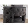 thumbnail image 6 of Velvet Swivel Accent Barrel Chair with Curved Tufted Back, Upholstered Vanity Stool with Gold Metal Base, Leisure Reading Chair with Throw Pillow for Bedroom Hotel Office, 25.2'', Gray, 6 of 7