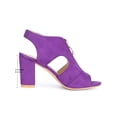 thumbnail image 2 of BLISSFUL STEP Women's Heels Front Zipped Slingback Chunky Heel Sandals Purple 9.5, 2 of 8