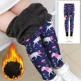thumbnail image 2 of Mepaouo Girls Printed Fleece Lined Leggings Thick Thermal Tights Winter Warm Ankle Length Pants Navy 8-10 Years, 2 of 4