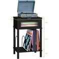 thumbnail image 3 of End Table Black, 2 Tier Record Player Stand with Storage, Side Table with Record Holder Up to 100 Albums, Turntable Stand for Vinyl,Records Shelf for Living Room Bedroom nightstand, 3 of 11