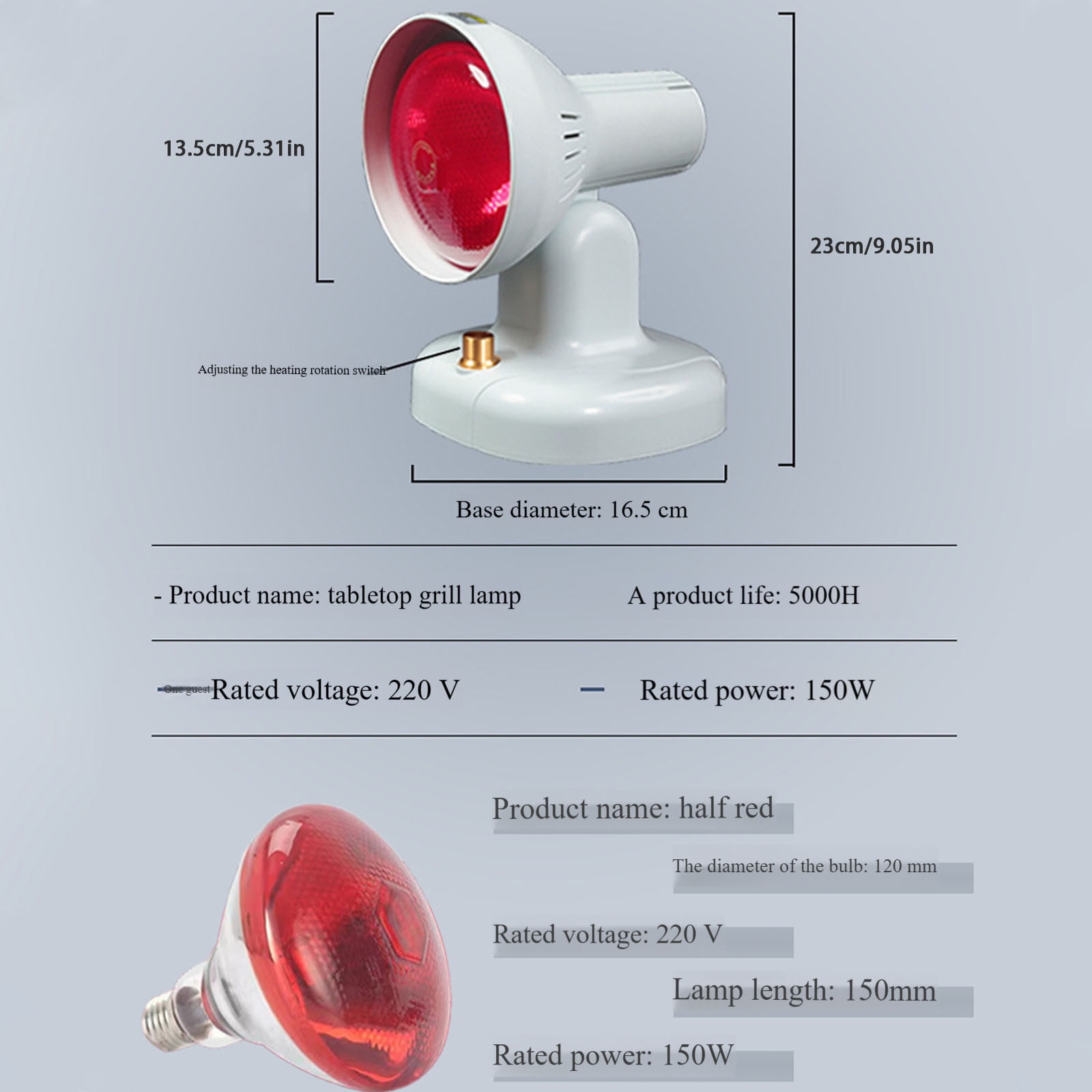 150 LED Red Light Lamp with Adjustable Timer and Infrared Heat for Deep Muscle Relaxation and Facial Skin Care Wellness
