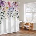 thumbnail image 4 of Spring Wildflowers Shower Curtain, Summer Pink Purple Floral Green Leaves Waterproof Shower Curtain Set with 12 Hooks Lightweight Bath Curtains Fabric Bathroom Decor 72x72 Inches, 4 of 9