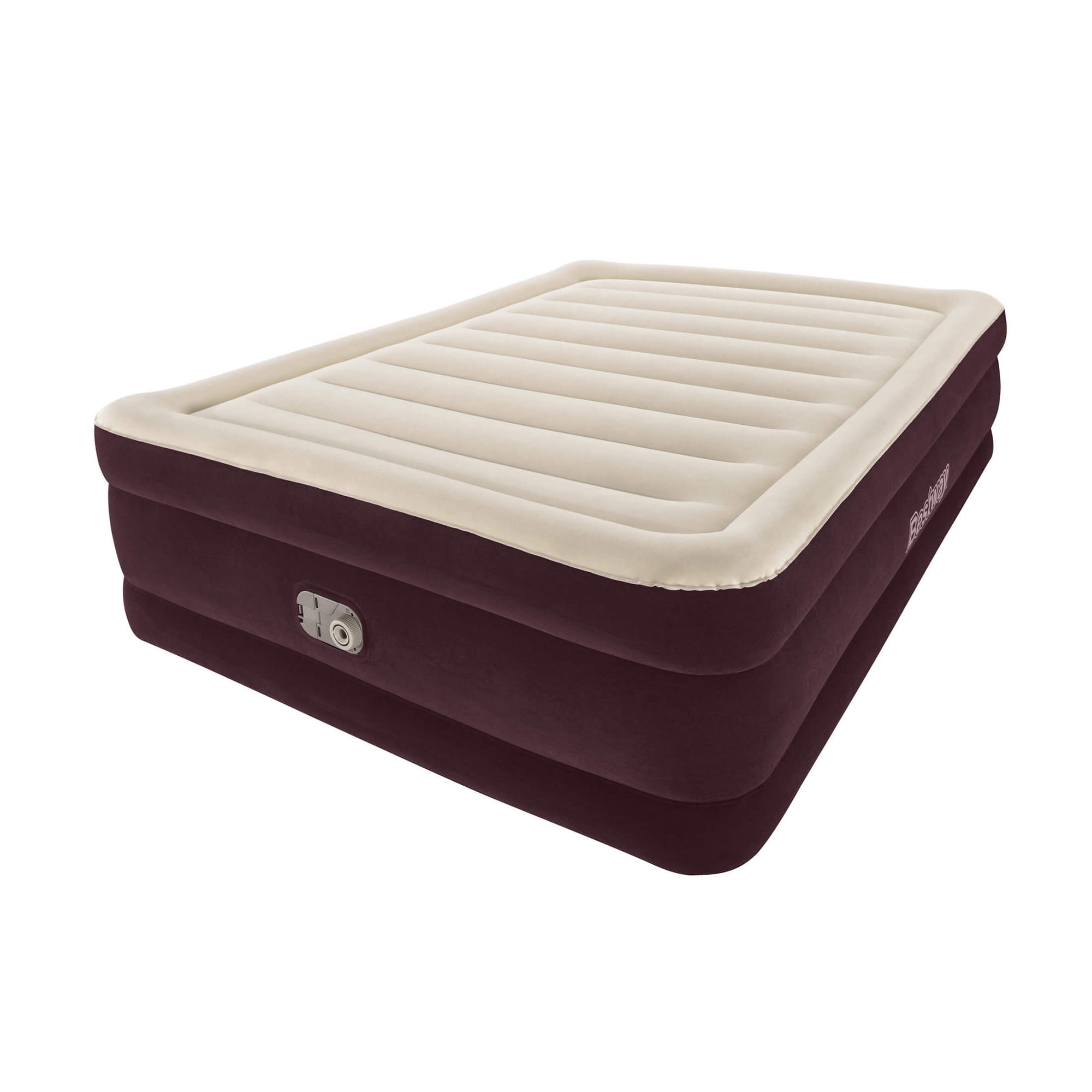 Bestway Maroon SleepSupport Premium Air Mattress Queen 20” with Built-in AC Pump