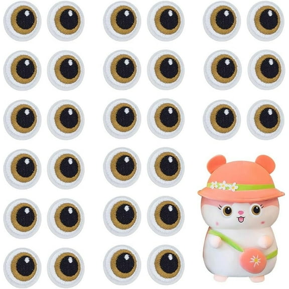 15 Pairs Embroidered Cartoon Eyes Patches 1.1x0.9inch Iron on Eyes Patch Embroidery Eye Patches Cartoon Eyes Costume Accessories DIY